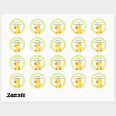 Cute Duckie and Stripes Personalized Ronde Sticker (Vel)