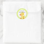 Cute Duckie and Stripes Personalized Ronde Sticker (Tas)