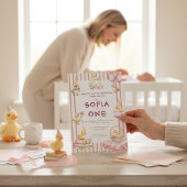 Cute Duckling First Birthday Invitation