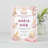 Cute Duckling First Birthday Invitation (Debout devant)