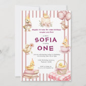 Cute Duckling First Birthday Invitation Kaart (Voorkant)
