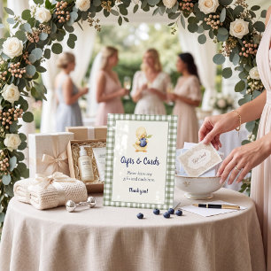 Cute Duckling Gingham Baby Shower Cadeaus & Kaart Reclamebord Met Voetstuk