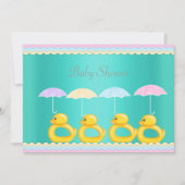 CUTE DUCKS BABY SHOWER INVITATION AQUA GREEN KAART (Voorkant)