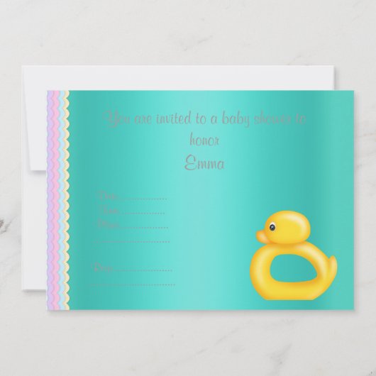 CUTE DUCKS BABY SHOWER INVITATION AQUA GREEN KAART (Achterkant)