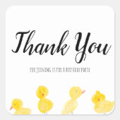Cute Ducks Hand Waterverf Baby shower Dank u wel Vierkante Sticker (Voorkant)
