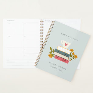 Cute Dusky Bleu empilé Histoires Livres Floral Mar