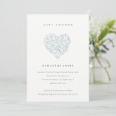Cute Dusky Blue Floral Baby shower Invitation (Debout devant)