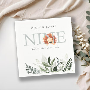 Cute Dusky Blue Lion Foliage 9th 9th Birthday Servet