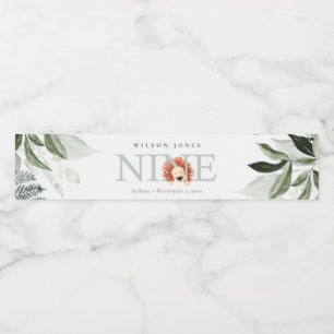 Cute Dusky Blue Lion Foliage 9th 9th Birthday Waterfles Etiket