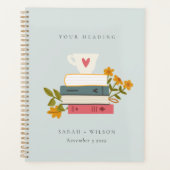 Cute Dusky Blue Stapked Storybooks Floral Wedding Planner (Voorkant)