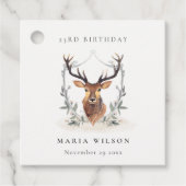 Cute Dusky Deer Floral Crest any Age Birthday Bedankjes Labels (Voorkant)