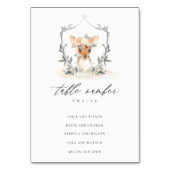 Cute Dusky Deer Floral Crest Wedding Seating Seati Kaart (Achterkant)
