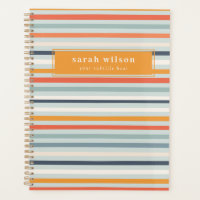 Cute Dusky Orange Bleu Motif rayé ocre