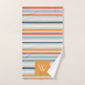 Cute Dusky Oranje Blue Ochre Striped Pattern Bad Handdoek (Handdoek)
