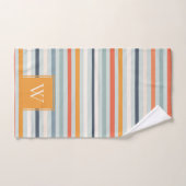 Cute Dusky Oranje Blue Ochre Striped Pattern Bad Handdoek (Handdoek)