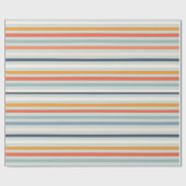 Cute Dusky Oranje Blue Ochre Striped Pattern Cadeaupapier (Vlak)