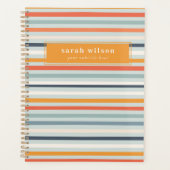 Cute Dusky Oranje Blue Ochre Striped Pattern Planner (Voorkant)
