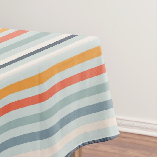 Cute Dusky Oranje Blue Ochre Striped Pattern Tafelkleed (Voorbeeld)