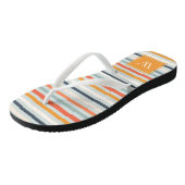Cute Dusky Oranje Blue Ochre Striped Pattern Teenslippers (Schuin)