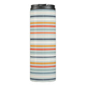 Cute Dusky Oranje Blue Ochre Striped Pattern Thermosbeker (Achterkant)