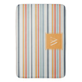 Cute Dusky Oranje Blue Striped Pattern Monogram Badmat (Voorkant Verticaal)