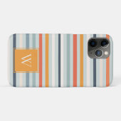 Cute Dusky Oranje Blue Striped Pattern Monogram Case-Mate iPhone Case (Achterkant (horizontaal))