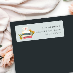 Cute Dusky Stapelde Storybooks Floral Address Etiket
