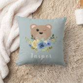 Cute Dusty Blue Teddy Bear Name Kinder Kussen (Deken)