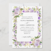 Cute Dusty Paars Lavender Greenery Floral Wedding Kaart (Voorkant)