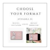 Cute Dusty Pink Bunny Easter Brunch Kaart