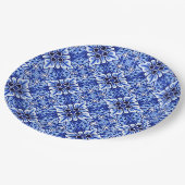 Cute Dutch Delft Blue Floral Pattern Papieren Bordje (Gekanteld)