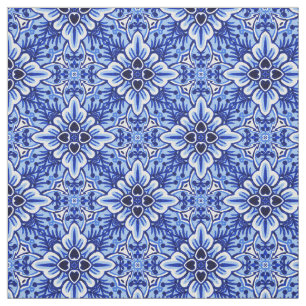 Cute Dutch Delft Blue Floral Pattern Stof