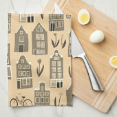 Cute Dutch Houses Amsterdam City Pattern Theedoek (Quarter Fold)