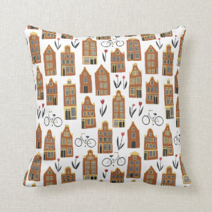 Cute Dutch Houses - Amsterdam patroon Kussen
