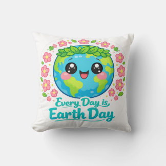 Cute Earth Day Throw Pillow Kussen