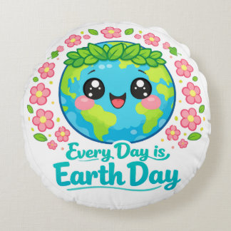 Cute Earth Day Throw Pillow Rond Kussen