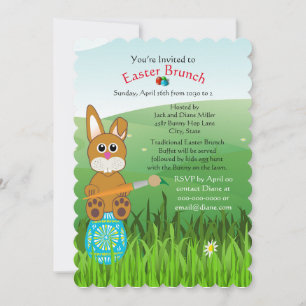 Cute Easter Brunch and Egg Hunt Invitation Kaart