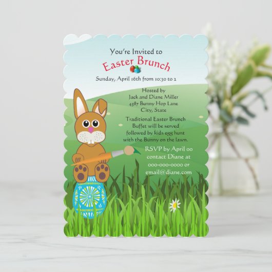 Cute Easter Brunch and Egg Hunt Invitation Kaart (Staand voorkant)