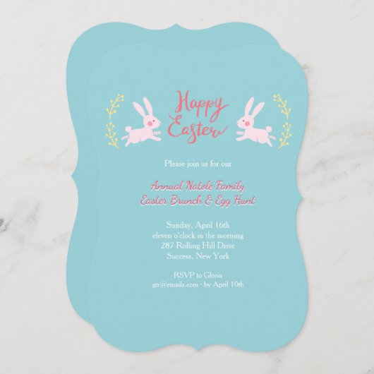 Cute Easter Bunnies Invitation (Devant / Derrière)