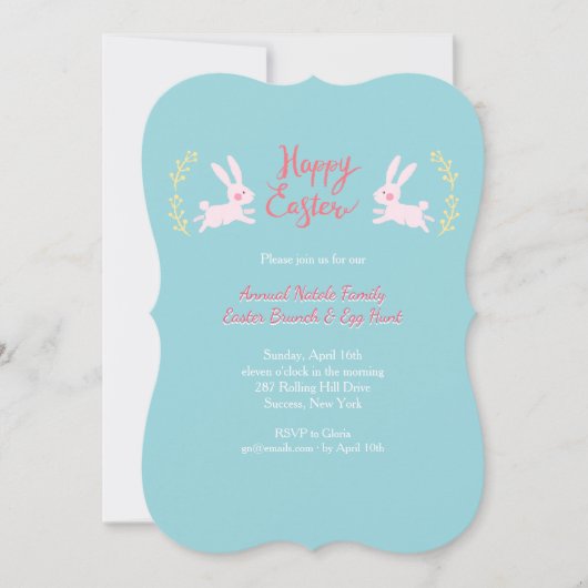 Cute Easter Bunnies Invitation (Devant)
