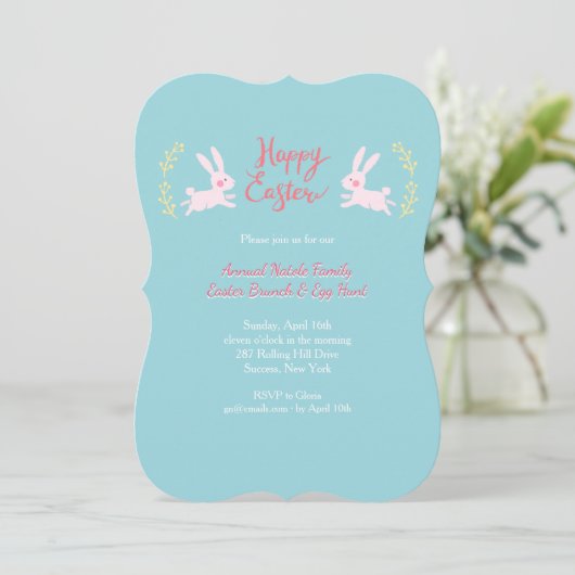 Cute Easter Bunnies Invitation (Debout devant)