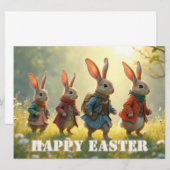 Cute Easter Bunnies Walking in Spring Meadow (Voorkant / Achterkant)