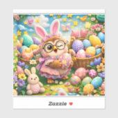 Cute Easter bunny and colourful eggs whimsical Sticker (Vel)