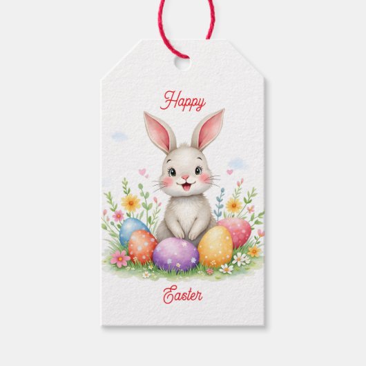 Cute Easter Bunny And Eggs Modern Collection Cadeaulabel (Voorkant)