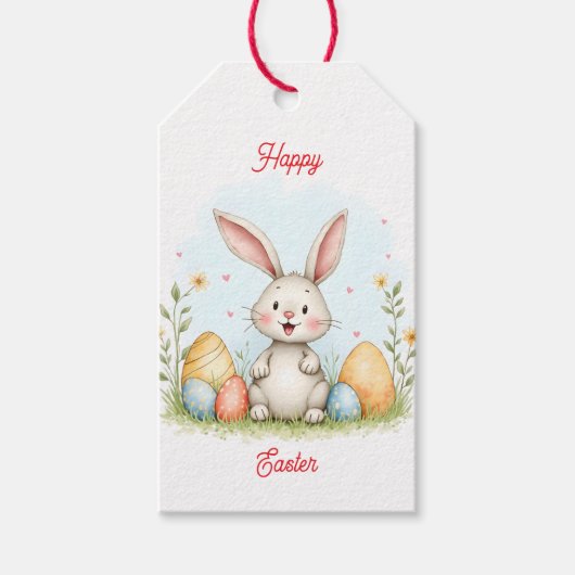 Cute Easter Bunny And Eggs Trendy Collection Cadeaulabel (Voorkant)
