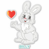Cute Easter Bunny and Heart Sticker (Voorkant)