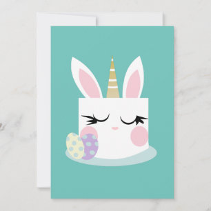 Cute Easter Bunny Cake Unicorn Egg Feestdagenkaart