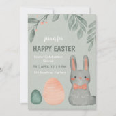 Cute Easter Bunny Celebration Dinner Invitation (Devant)