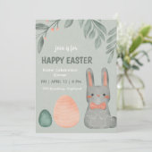 Cute Easter Bunny Celebration Dinner Invitation (Debout devant)