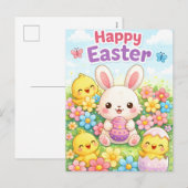 Cute Easter Bunny & Chicks | Happy Easter Feestdagenkaart (Voorkant / Achterkant)